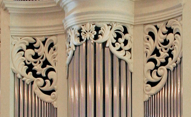 Carved ornament, pipe organ at Princeton Theological Seminary, NJ